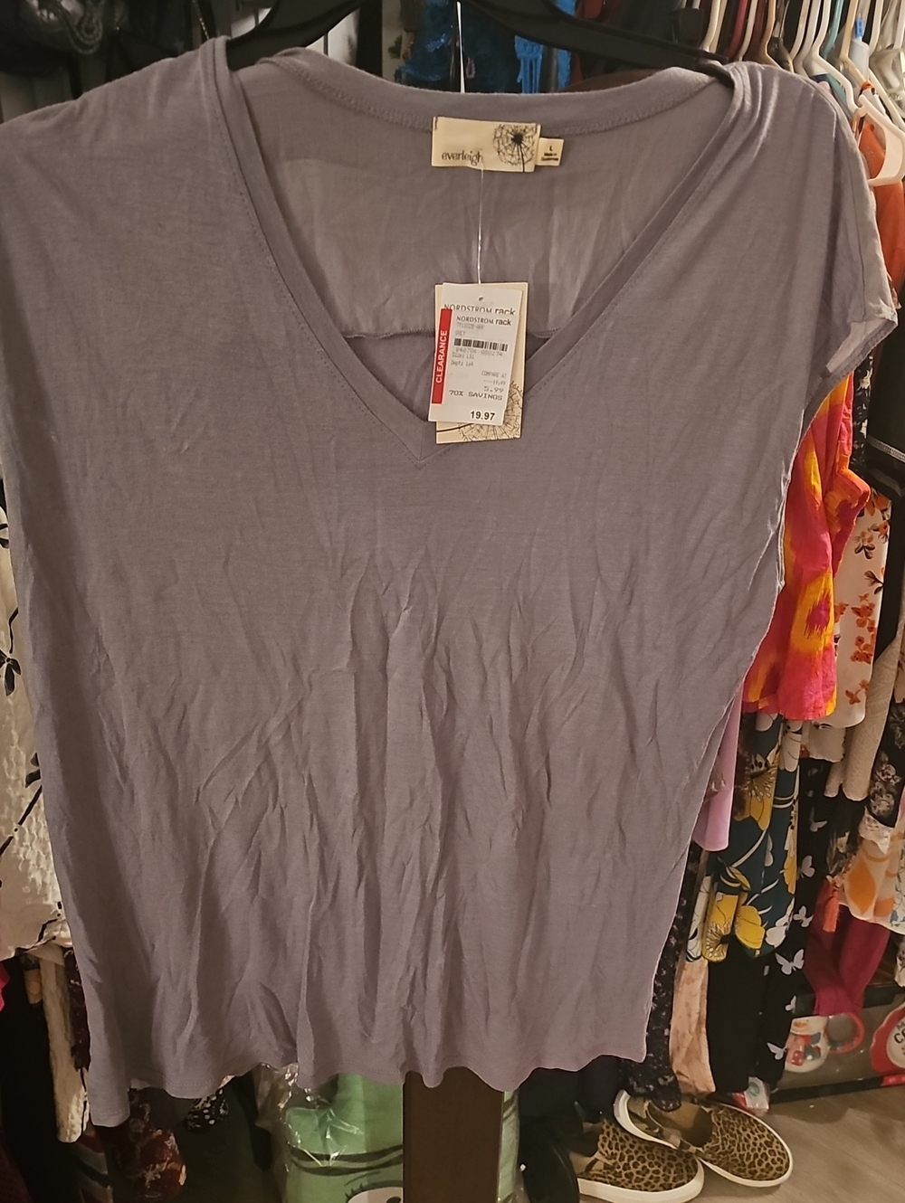 everleigh Gray V-Neck Short Sleeve Tee